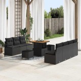 Cumpara ieftin Set de canapele pentru gradina 10 buc. Negru poliratan