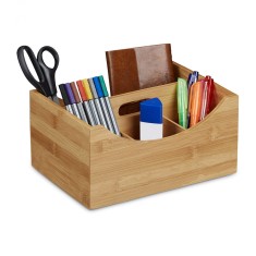 Organizator birou cu maner, Bambus, 25 x 18 x 12 cm