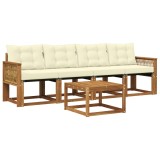 vidaXL Set de canapele de exterior cu pernă 5 pcs Natural și Crem 3381762