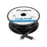 Rola cablu optic HDMI v.2.1, 30m, 8K-60Hz, tata-tata, Lanberg 43753, Ultra High Speed, DSC-10K, DSC, eARC, HDR10+, negru 30 metru