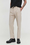 HUGO pantaloni bărbați, culoarea bej, cu fason chinos 50513977