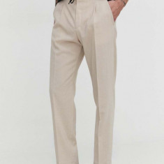 HUGO pantaloni bărbați, culoarea bej, cu fason chinos 50513977