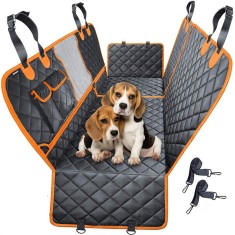 Husa auto de protectie bancheta pentru transport animale, Linomag&reg;, pentru caini si pisici, Impermeabila, Antialunecare, Negru, 147 x 137 cm