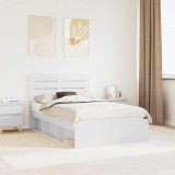 Cumpara ieftin Cadru de pat cu headboard Alb 120 x 200 cm Lemn de pin masiv