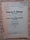 VALERIU P. BOLOGA 1853 - 1899 -CONSTANTIN POPP CU DEDICATIE SI AUTOGRAF
