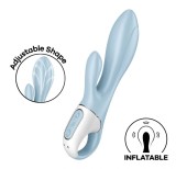 Vibrator Gonflabil Air Pump Bunny 1, 12 Moduri Vibratii, Silicon, USB, Albastru, 20.6 cm