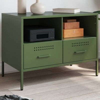 Gossi dulap tv, verde masliniu, 68x39x50,5 cm, otel laminat la rece foto