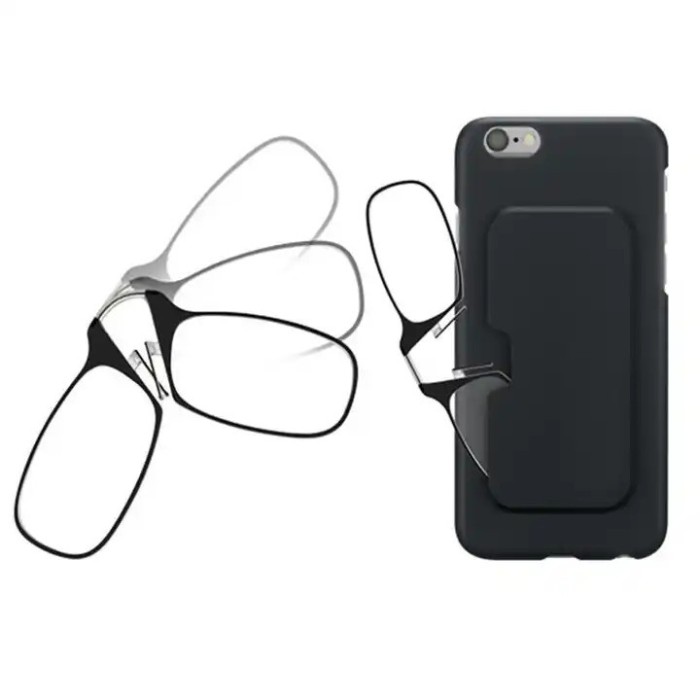 Ochelari de vedere, pentru citit, fara brate, atasare telefon/tableta/laptop, rame transparente, etui model card, Dioptrie + 1.00