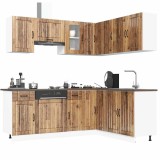 Set de dulapuri de bucătărie 11 piese &bdquo;Lucca&rdquo; Lemn vechi lemn