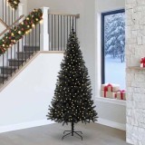 vidaXL Brad de Crăciun cu 300 LED cu suport Negru 240 cm PVC 3396497