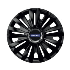 Set 4 capace roti Negre Cu Inel Cromat Royal pentru gama auto Volvo, R16
