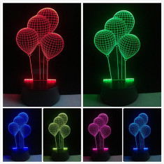 Lampa de Veghe cu Baterii/USB 3D Model Baloane Multicolor foto