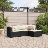 vidaXL Set mobilier relaxare grădină 4 piese cu perne poliratan negru
