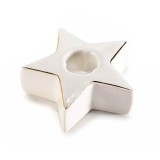 Suport lumanare Steluta portelan alb auriu 6.5x8.5x3 cm