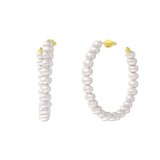 Cumpara ieftin Cercei argint 925, JW1727, model cerc deschis cu perlute, placati cu aur