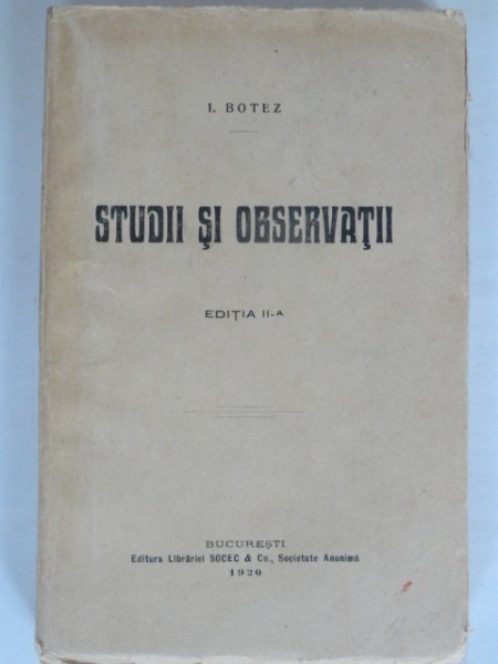 STUDII SI OBSERVATII - I. BOTEZ