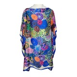 Rochie tip poncho T dama, Dacali, albastru/crem, one size