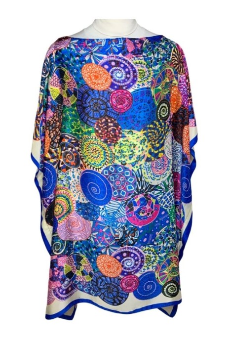 Rochie tip poncho T dama, Dacali, albastru/crem, one size