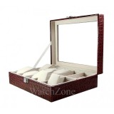 Cumpara ieftin Cutie Bijuterii &amp; Ceasuri Piele Ecologica Visinie BECKY Watchbox, Interior Catifea, 6 Ceasuri, Inele, Cercei