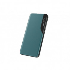 Husa Flip din Piele compatibila cu Samsung Galaxy A02s, S-View, Smart Stand, Dark Green