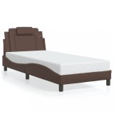 VidaXL Cadru de pat cu tăblie, maro, 90x200 cm, piele ecologică 3208070