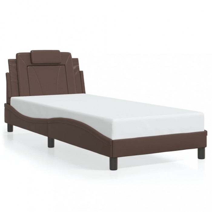 vidaXL Cadru de pat, Viana, fără saltea, maro, 90x200 cm, piele ecologică 3208070
