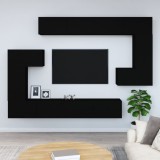 vidaXL Dulap TV montat pe perete, negru, lemn prelucrat
