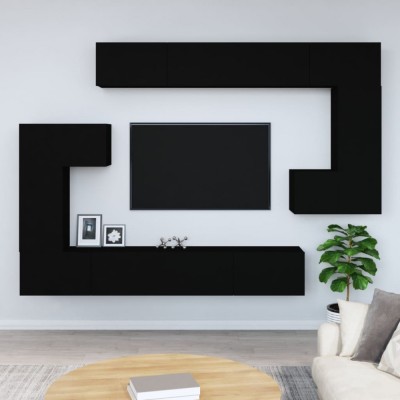 vidaXL Dulap TV montat pe perete, negru, lemn prelucrat foto