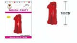 Balon din folie metalizata rosie, Mirific Party, Cifra, 1 an, 100 cm