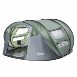 Outsunny Cort de Camping Pop Up pentru 2 Persoane cu 2 Uși, 4 Ferestre și &Icirc;nveliș Impermeabil, 263.5x220x123 cm, Verde | Aosom Romania