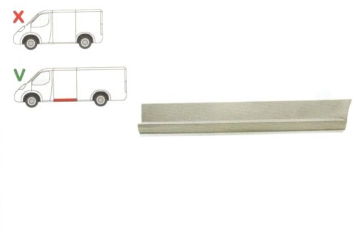Prag Mercedes Vito ,Viano (W639) 01.2003-2014 lateral Stanga , parte inferioara lungime 1555 mm , inaltime 250mm , doar pt. modelul Lung/LONG