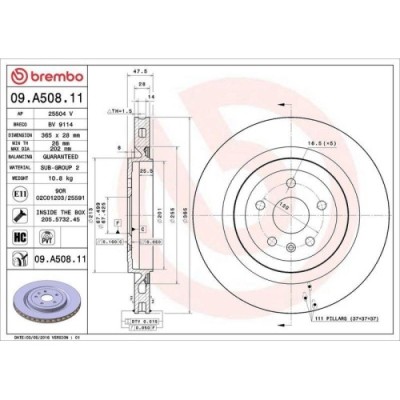 Set disc frana Cadillac Cts Coupe 01.08-, Cts Sport Wagon 01.08-, Cts 07.07-; Chevrolet Camaro Convertible 01.11-, Camaro 02.09-12.15, Spate, 365X28m foto