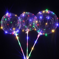 Balon Bobo luminos, 50 LED-uri multicolore, diametru 35 cm, 3 moduri iluminare foto