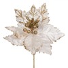 Floare Decorativă de Crăciun, Crăciuniță, Ecru și Auriu, Tulpină Scurtă, Glitter, Oem