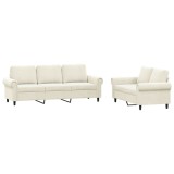 Cumpara ieftin Set de canapele cu perne, 2 piese, crem, catifea