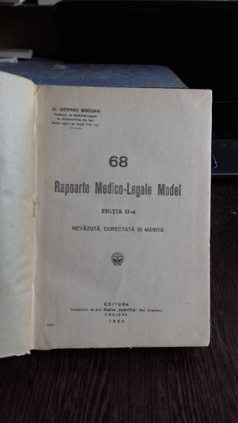 RAPOARTE MEDICO LEGALE. MODEL - GEORGE BOGDAN