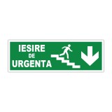 Indicator evacuare &bdquo;Ieșire de urgență&rdquo; cu săgeată &icirc;n jos