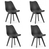 Set 4 scaune bucatarie/living, Artool, Mark, PP, lemn, negru, picioare negre, 49x55.5x82.5 cm