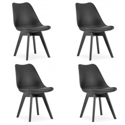 Set 4 scaune bucatarie/living, Artool, Mark, PP, lemn, negru, picioare negre, 49x55.5x82.5 cm foto