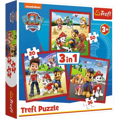 Puzzle Trefl 3 in 1, Patrula Catelusilor 20, 36, 50 piese foto