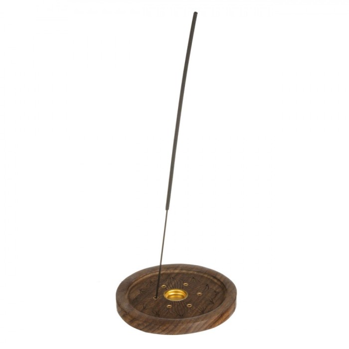 Suport Bețișoare Parfumate, Model Floare, Detaliu Metalic, Maro, Diametru 10cm