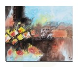 Cumpara ieftin Tablou abstract pictat manual, Fantezie in abstract 3, 60x50cm ulei pe panza in relief efect 3D, gata de agatat pe perete
