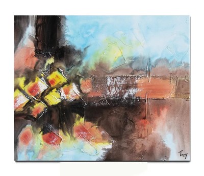 Tablou abstract pictat manual, Fantezie in abstract 3, 60x50cm ulei pe panza in relief efect 3D, gata de agatat pe perete foto