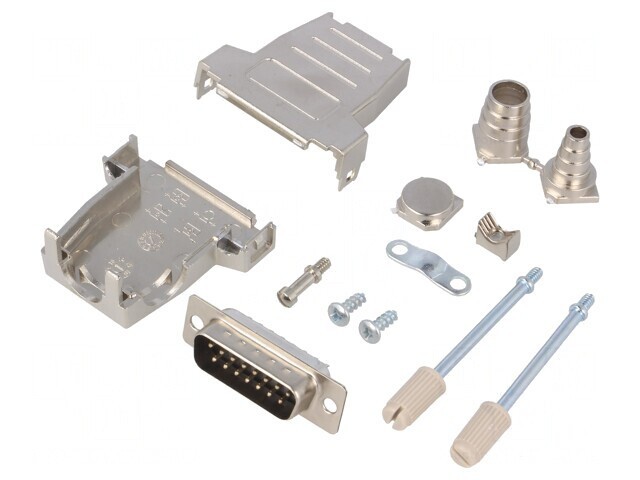 Conector D-Sub 15 PIN Mufă Tată Lipire Neagră