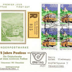 75 DE ANI DE TRANSPORT CU AUTOBUZ POSTAL AUSTRIA FDC 1982