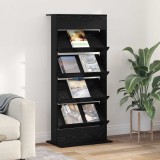 vidaXL Raft pentru reviste Stejar Negru 70 x 41 x 156 cm Lemn compozit 899520