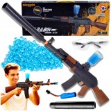 Pușcă cu bile de gel automată, 1000 bile incluse, acumulator USB, simulator de țeavă, 15 m, 94x26x6 cm