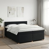 Cumpara ieftin Pat boxspring cu saltea Negru 200 x 200 cm Tesatura
