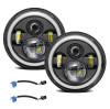 Far Rotund Moto LED 7" Auto Jeep Wrangler Suzuki Samurai Patrol Y60 UAZ Lada Niva Hummer H1 H2 Harley Honda CB Angel Eye Semnalizare