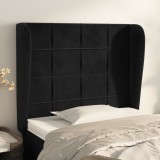 Gossi tablie de pat cu aripioare, negru, 93x23x118/128 cm, catifea